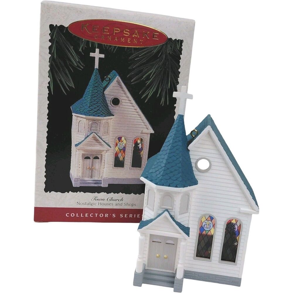 1995 Hallmark Keepsake Ornament Nostalgic Houses and Shops Town Church NIB